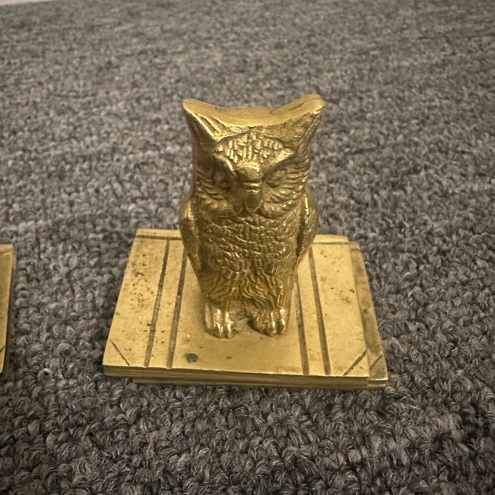 Vintage Owl Paperweight Figurine - Brass Made in Korea - Picture 3 of 5